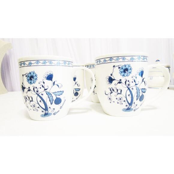 Blue Onions, Fine Bone China, Vintage Coffee Cups (set of 4) - Picture 1 of 5